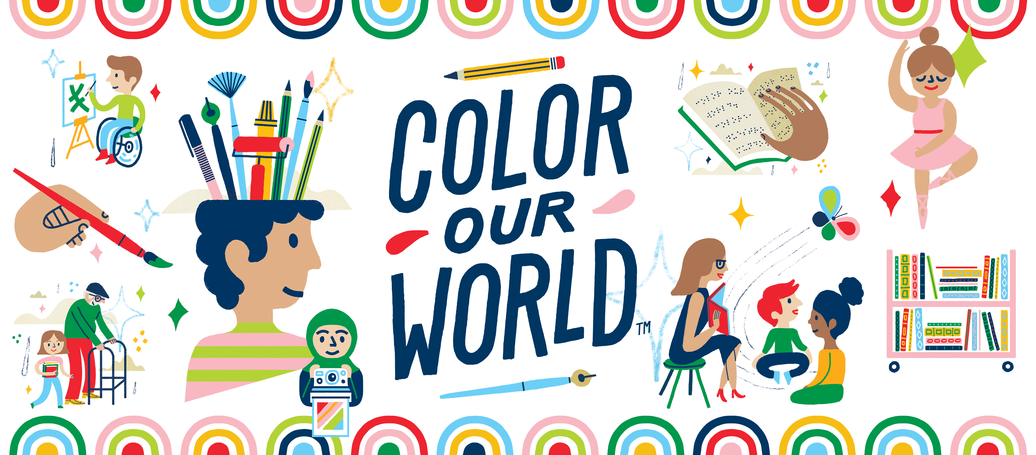 Banner with slogan: "Color our world"